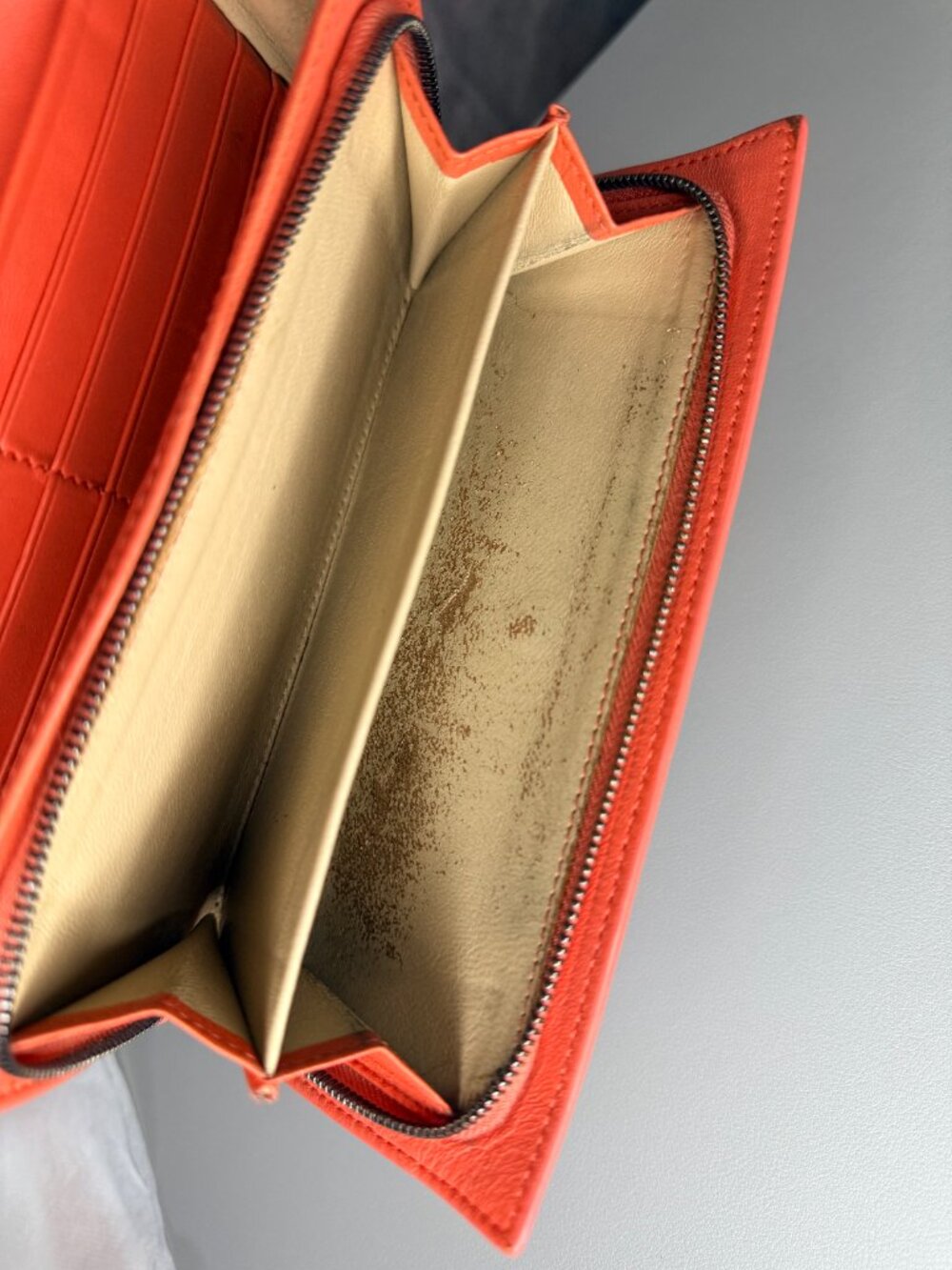 PROJECT Bottega Venetta Intrecciato Coral Leather Long Wallet - Picture 2 of 11